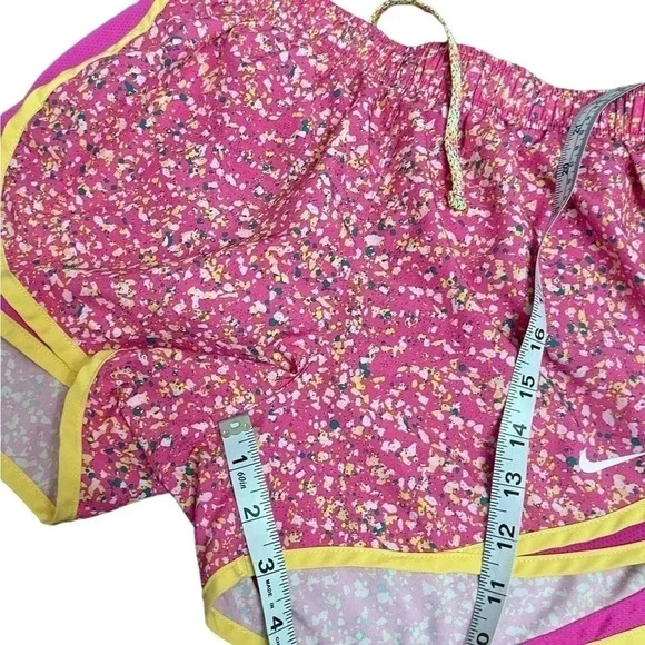 Nike Dri Fit Tempo Athletic Running Shorts Pink Floral Yellow Trim Womens Size S - Picture 9 of 9